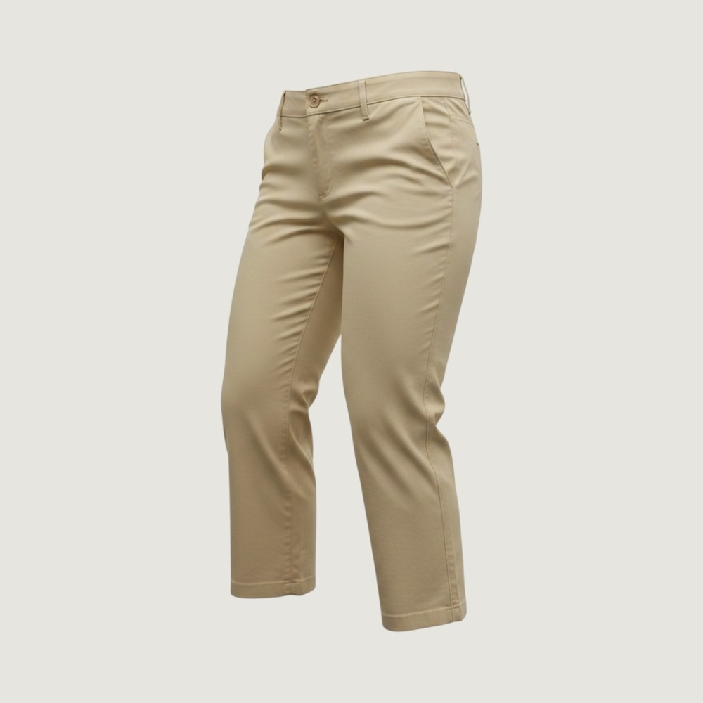 A New Day Women's High Rise Straight Leg Stretch Linen Blend Pants Tan Size 14R
